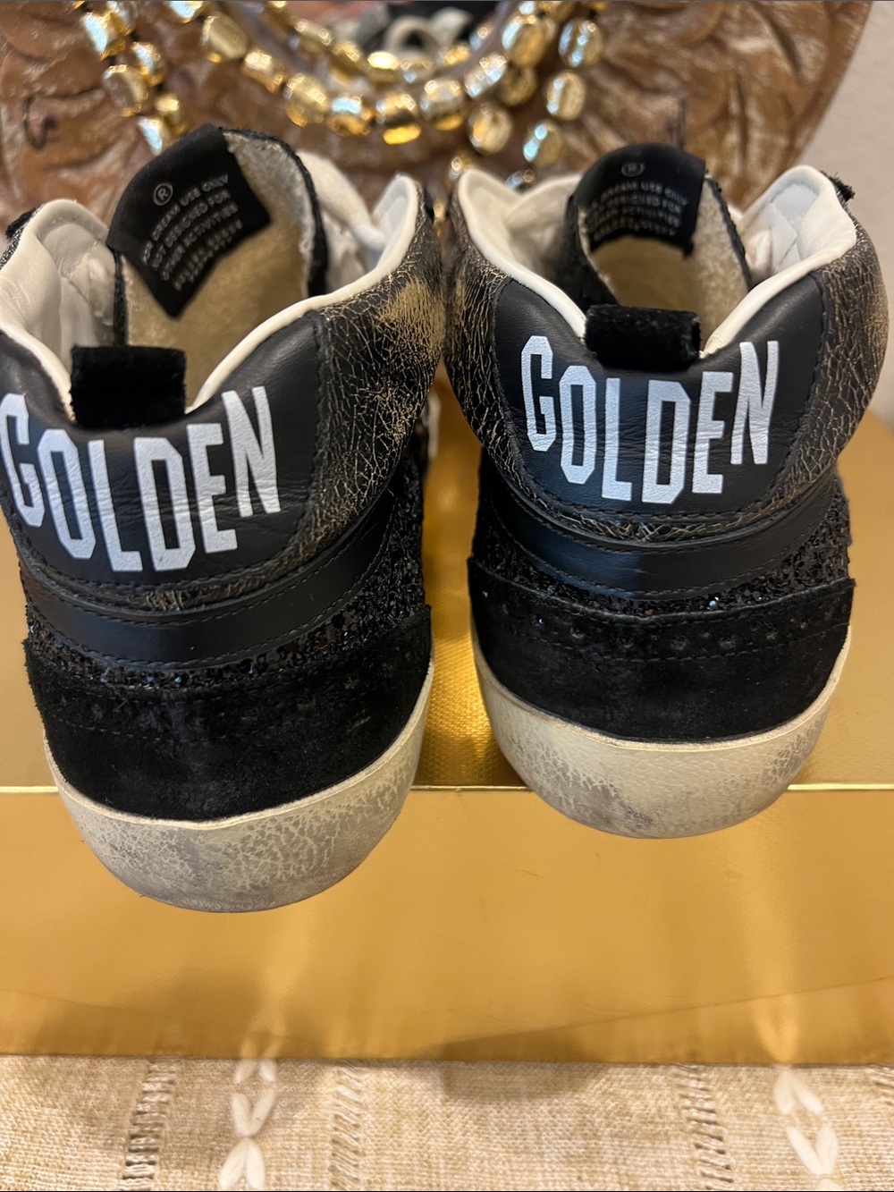Golden Goose Black Glitter Suede Low-Top Sneakers with White Laces:Size 40 - Picture 8 of 12